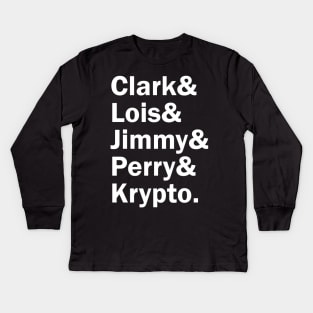 Funny Names x Superman (Clark, Lois, Jimmy, Perry, Krypto) Kids Long Sleeve T-Shirt